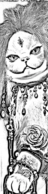 Free colorable bookmarks of a jeweled cat